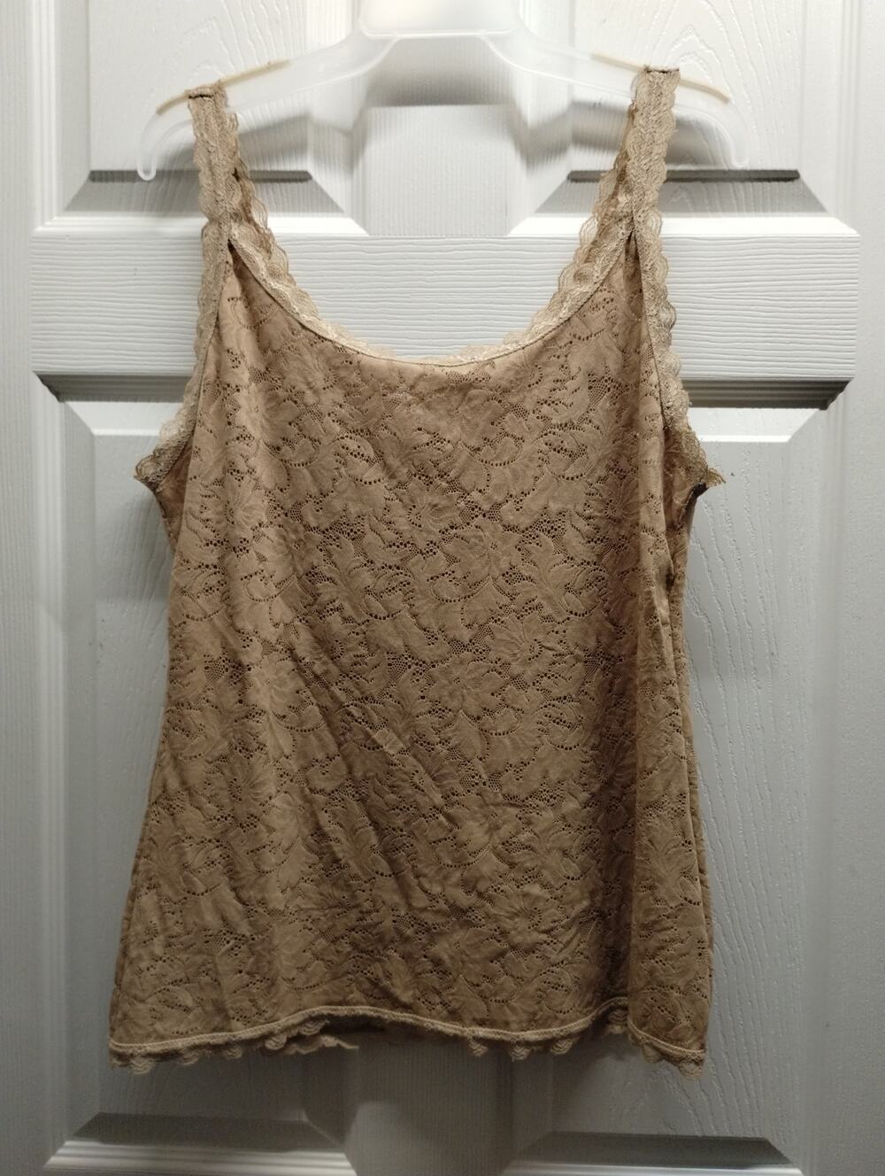Soma Size XL Intimates Tan Eyelet Floral Unlined Lace Y2K-Inspired Tank Top